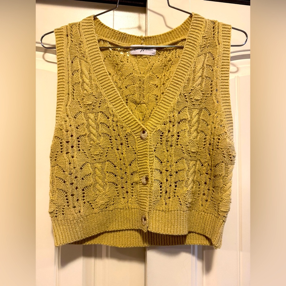 Carly Jean Los Angeles Faded Lime Green Sweater Vest